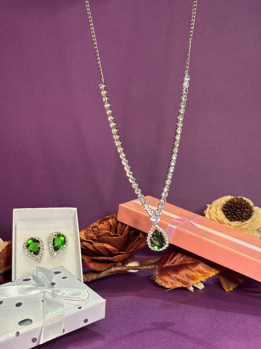 Sliver & Rhodium Plated CZ Flower Designer Necklace