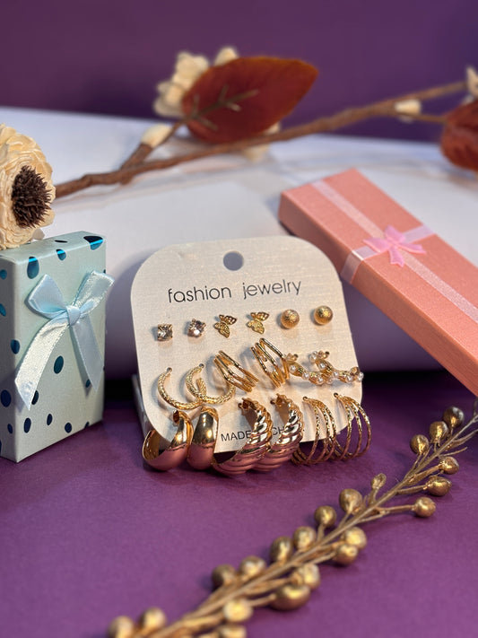Set of 9 Gold Chunky Real Freshwater Set