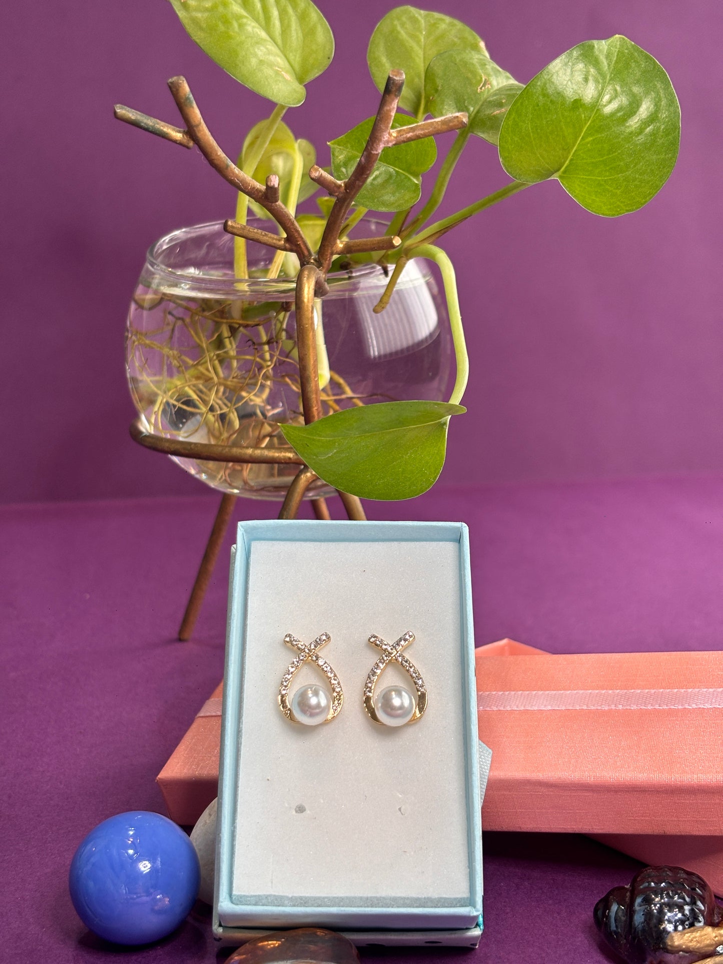 Shining Diva Fashion Beaded Contemporary Hoop Earrings
